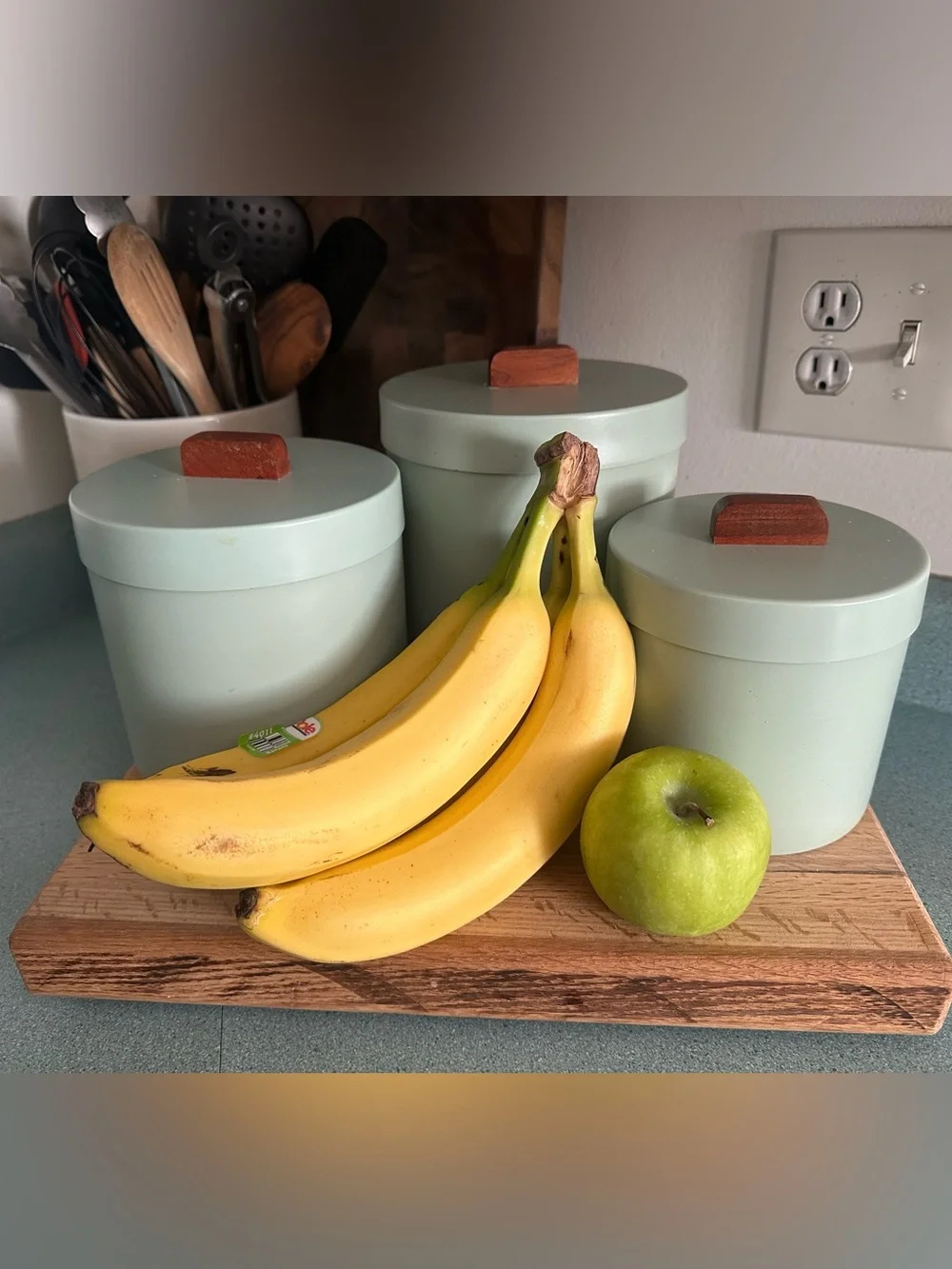 Set of 3 Mint Green Crate and Barrel Canisters